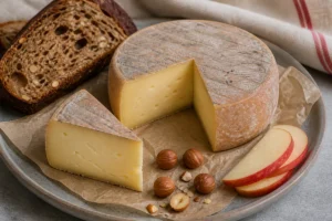 Aarewasser-style Swiss washed-rind cheese with bread, apple, and hazelnuts - Aarewasser cheese | KnowTheCheese