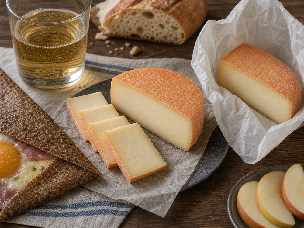 Timadeuc-style orange-rind cheese with galette cider bread and loose wrapping - Abbaye de Timadeuc | KnowTheCheese