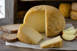 Cut Abertam-style sheep cheese with natural rind - Abertam cheese | KnowTheCheese