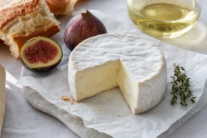 Soft-ripened goat cheese with white bloomy rind and creamy center - Amalthée | KnowTheCheese