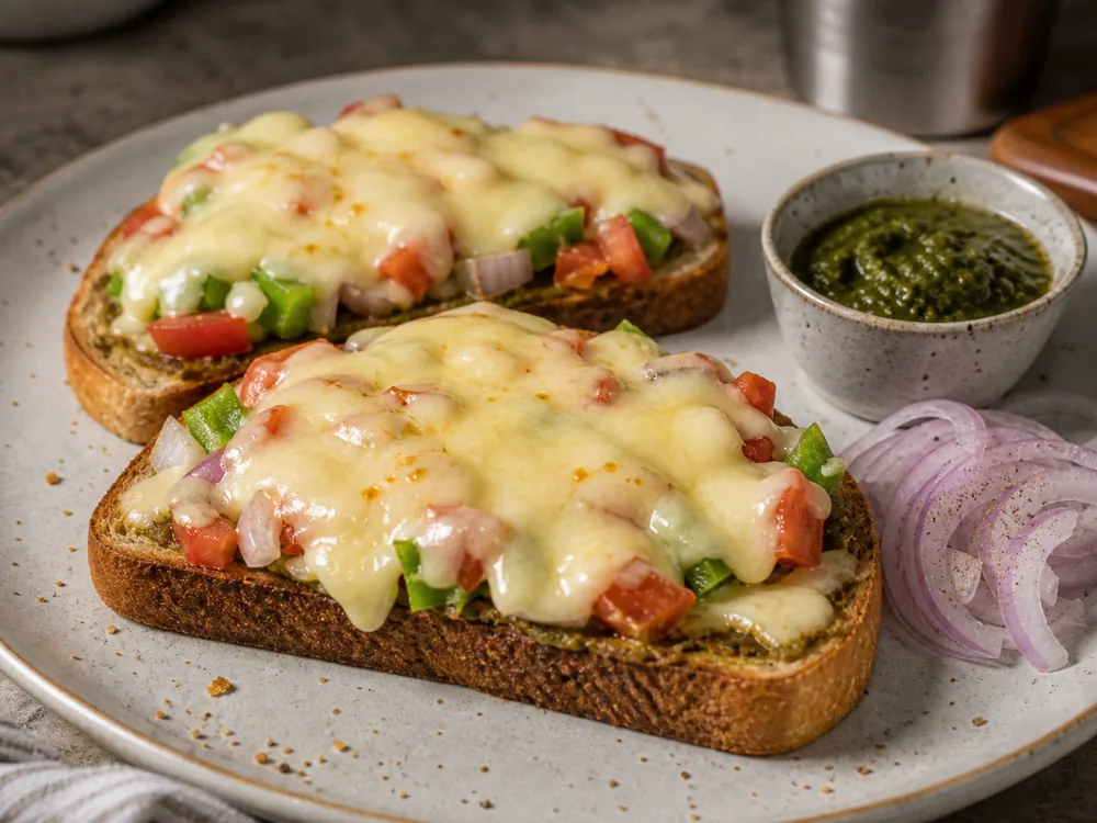 Processed cheese melted on vegetable toast with chutney - Amul Processed Cheese | KnowTheCheese