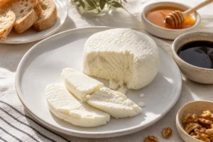 Fresh white Cypriot whey cheese with honey bread and walnuts - Anari | KnowTheCheese