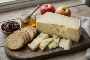 Crumbly Scottish farmhouse cheese with oatcakes chutney and apples - Anster | KnowTheCheese
