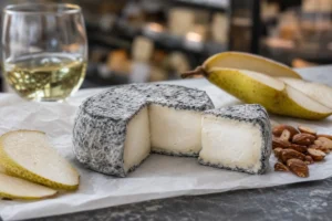 Ash coated soft ripened cheese with pear nuts and white wine - Ashley | KnowTheCheese