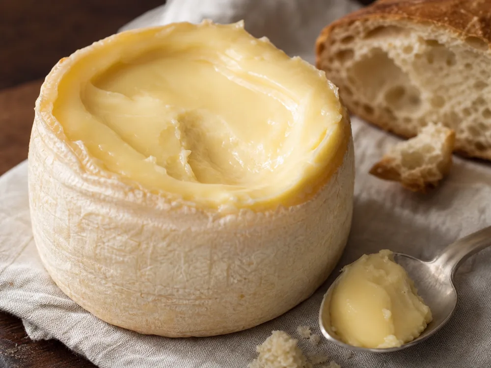 Spoonable sheep cheese paste inside a small natural rind - Azeitão Cheese | KnowTheCheese