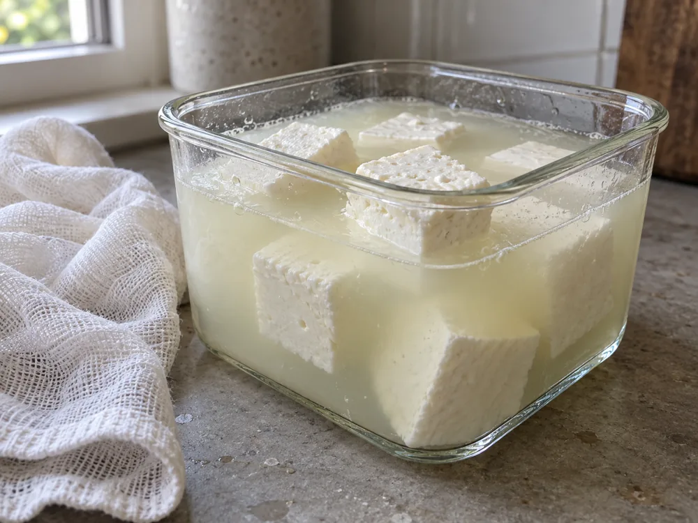 Square cubes of white cheese stored in whey - Baladi Cheese | KnowTheCheese