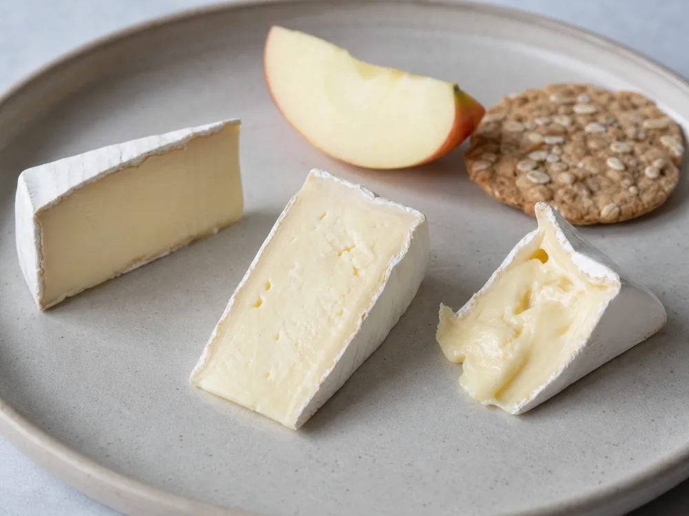 Baron Bigod-style slices showing firm center and creamy edge - Baron Bigod | KnowTheCheese
