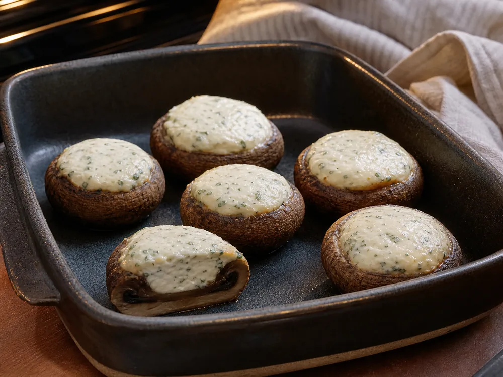 Mushrooms filled with warm garlic and herb Boursin-style cheese - Boursin | KnowTheCheese