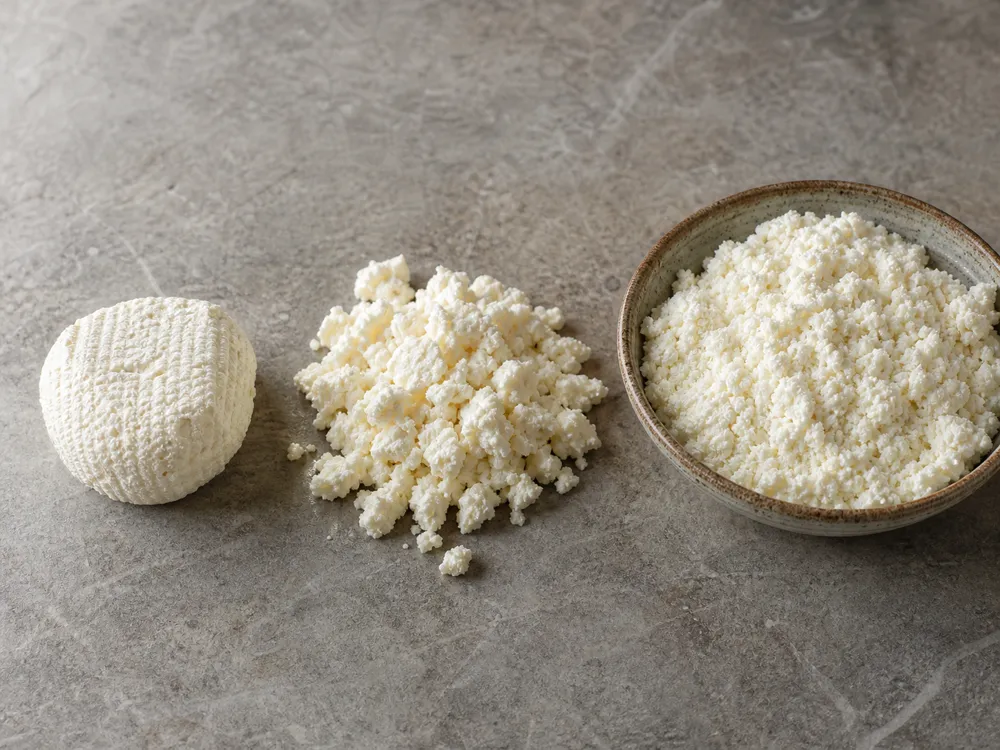 Mature sheep cheese changing from a drained lump into fine granular Bryndza - Bryndza | KnowTheCheese