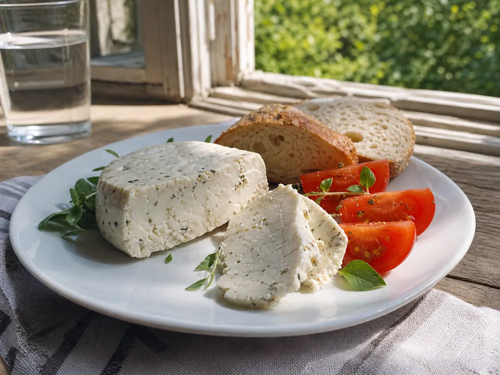 Small fragile goat cheese protected in a paper-lined container - Bûchette à la Sarriette | KnowTheCheese