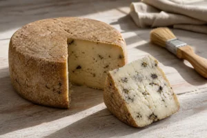 Crumbly Tuscan sheep cheese studded with irregular truffle pieces - Cacio di Bosco al Tartufo