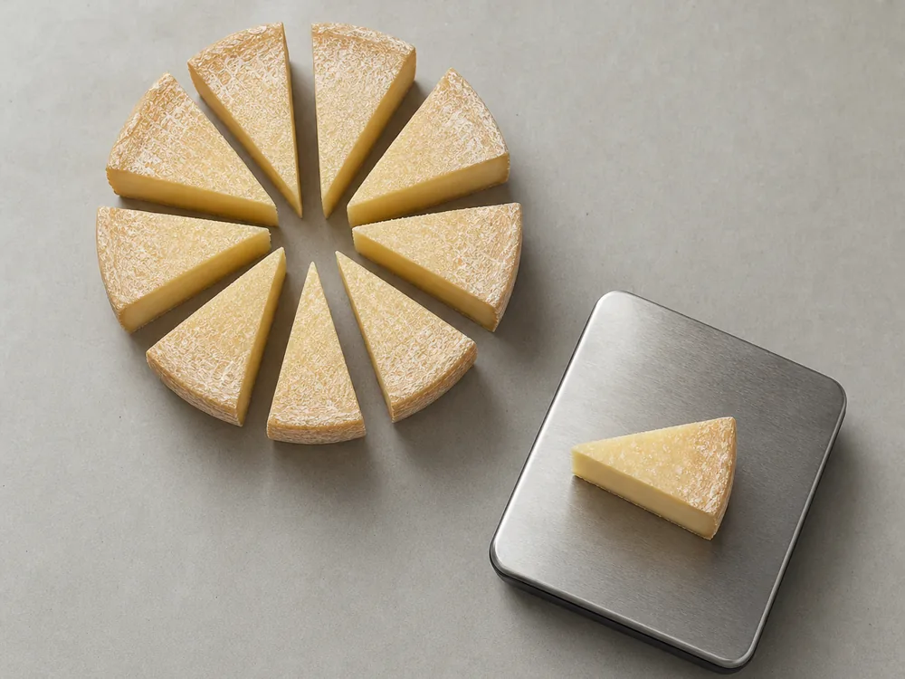 Caciobirraio divided into narrow portions beside a small kitchen scale | KnowTheCheese