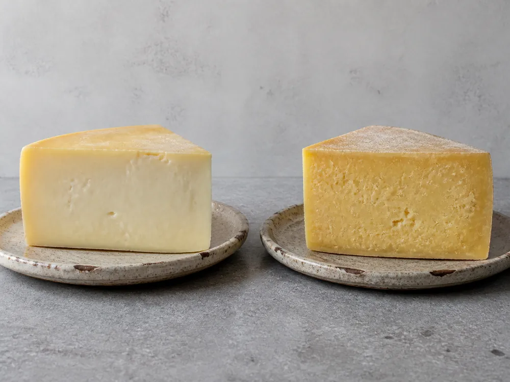 Young and mature Canastra-style wedges showing changes in rind and paste | KnowTheCheese