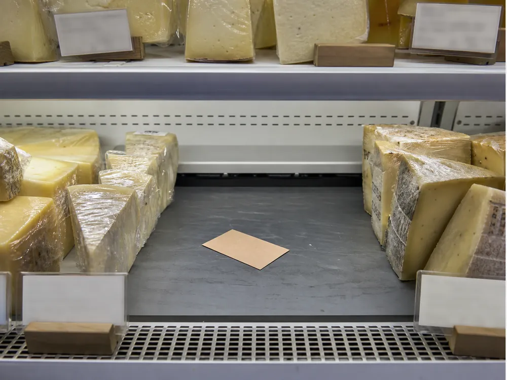 Empty cheese-counter space illustrating the lack of normal retail Casu marzu | KnowTheCheese