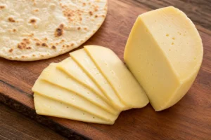 Wedge and slices of pale meltable Chihuahua cheese - Chihuahua cheese | KnowTheCheese