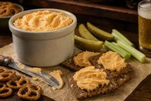 Cold pack cheese spread with crackers pretzels celery and pickles - Cold Pack | KnowTheCheese