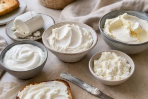 Creamy dairy bowls arranged as cream cheese substitutes - Cream cheese substitutes | KnowTheCheese
