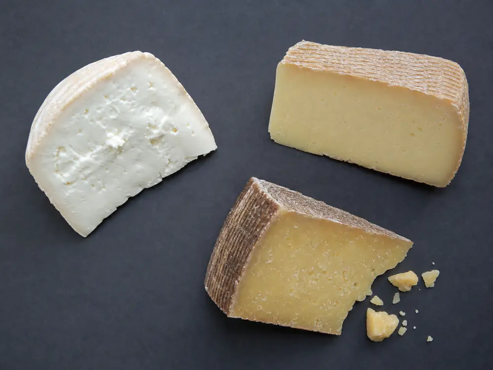 Fresh semi-hard and aged cuts showing the maturity range - Pecorino Crotonese | KnowTheCheese
