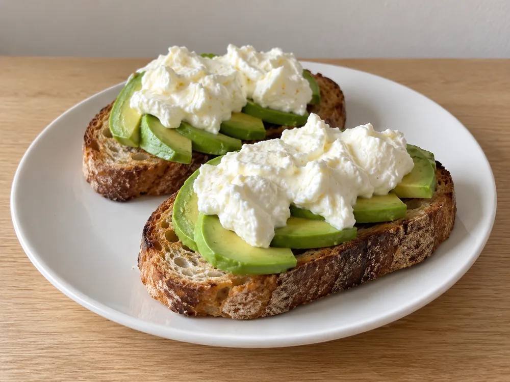Sourdough toast with avocado and creamy white cheese - Driftless | KnowTheCheese
