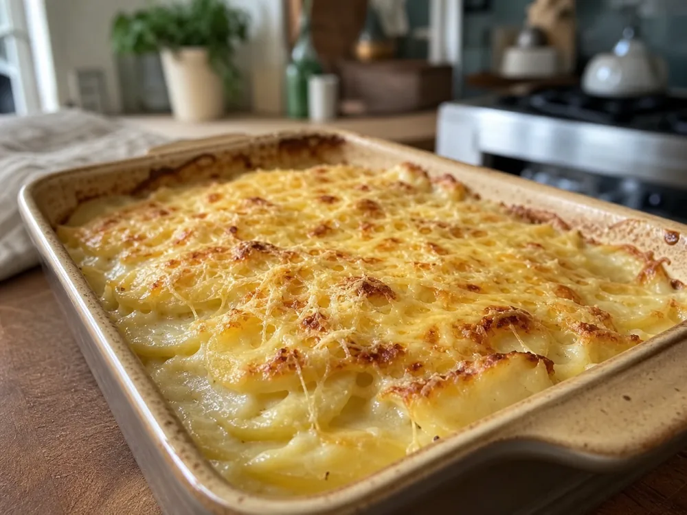 Grated Dubliner cheese melting over a gratin dish - Dubliner cheese | KnowTheCheese