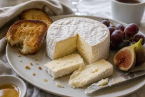 Explorateur-style triple-cream cheese with bloomy rind, brioche, grapes, fig, honey, and knife smear - Explorateur cheese | KnowTheCheese