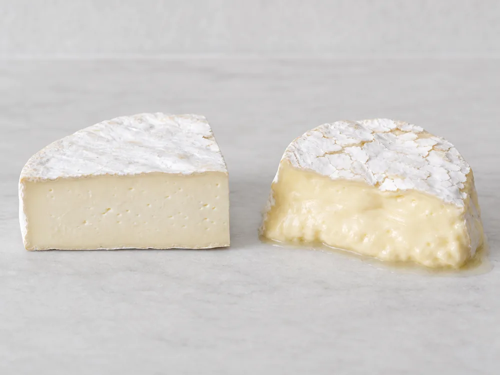 Ideally ripe and overripe Explorateur wedges compared - Explorateur | KnowTheCheese