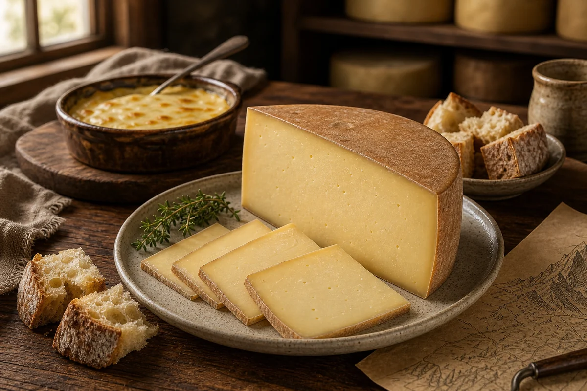Fontina-style wedge and slices with warm gratin and bread - Fontina cheese | KnowTheCheese
