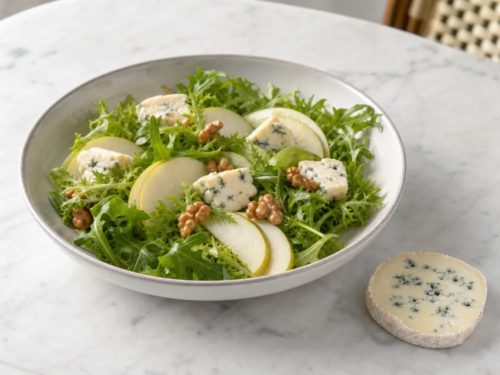 Fourme d'Ambert with pear, walnuts, and bitter greens - Fourme d'Ambert | KnowTheCheese