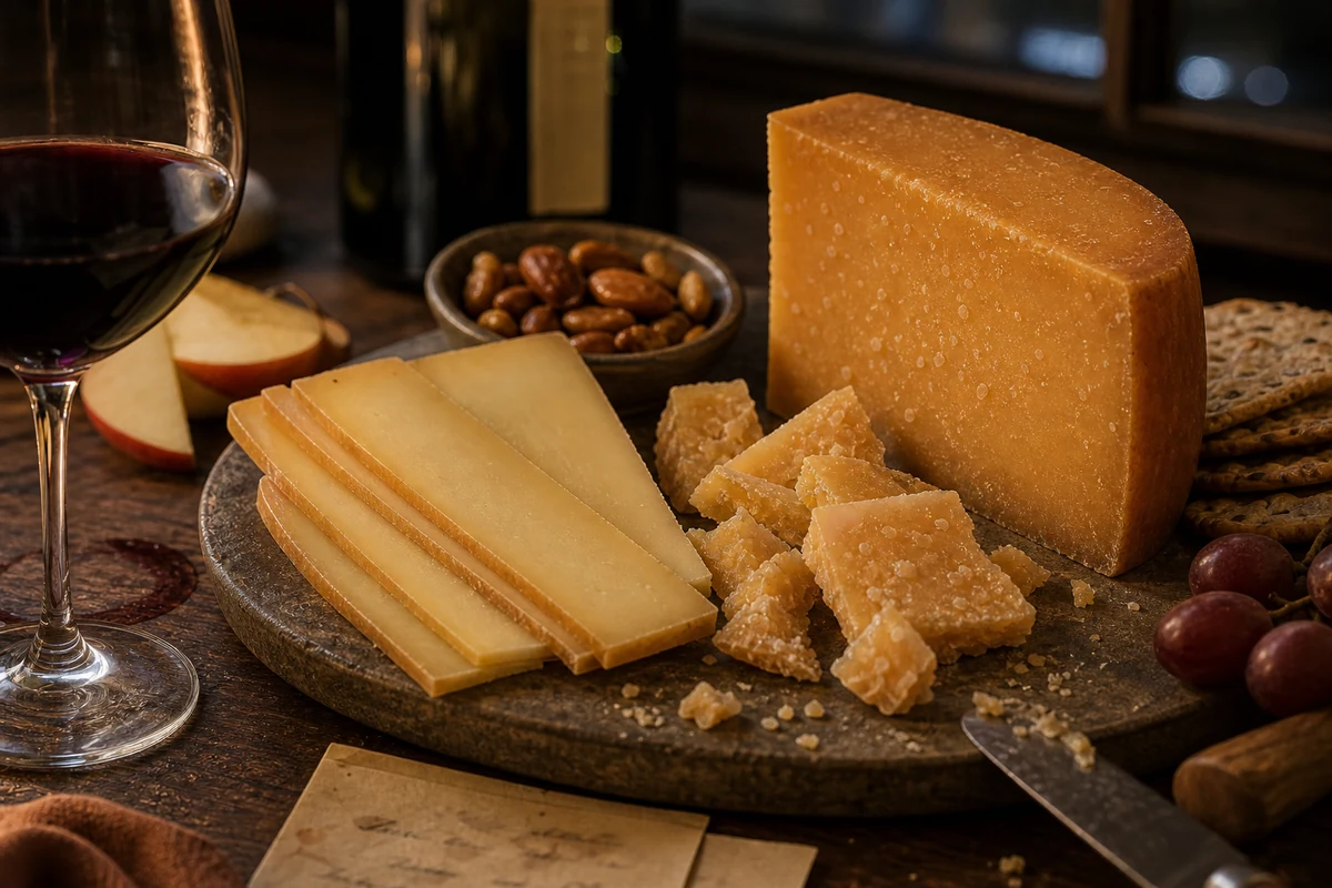 Young Gouda slices and aged Gouda shards with Riesling, red wine, and Tawny Port - Gouda wine pairing | KnowTheCheese