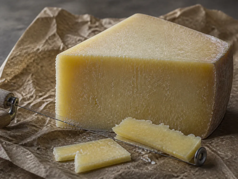 Firm aged Swedish cheese cut face with dry rind edge - Himmelsraften Extra | KnowTheCheese