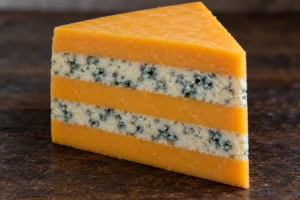 Five-layer Huntsman with orange and blue-veined layers - Huntsman cheese | KnowTheCheese