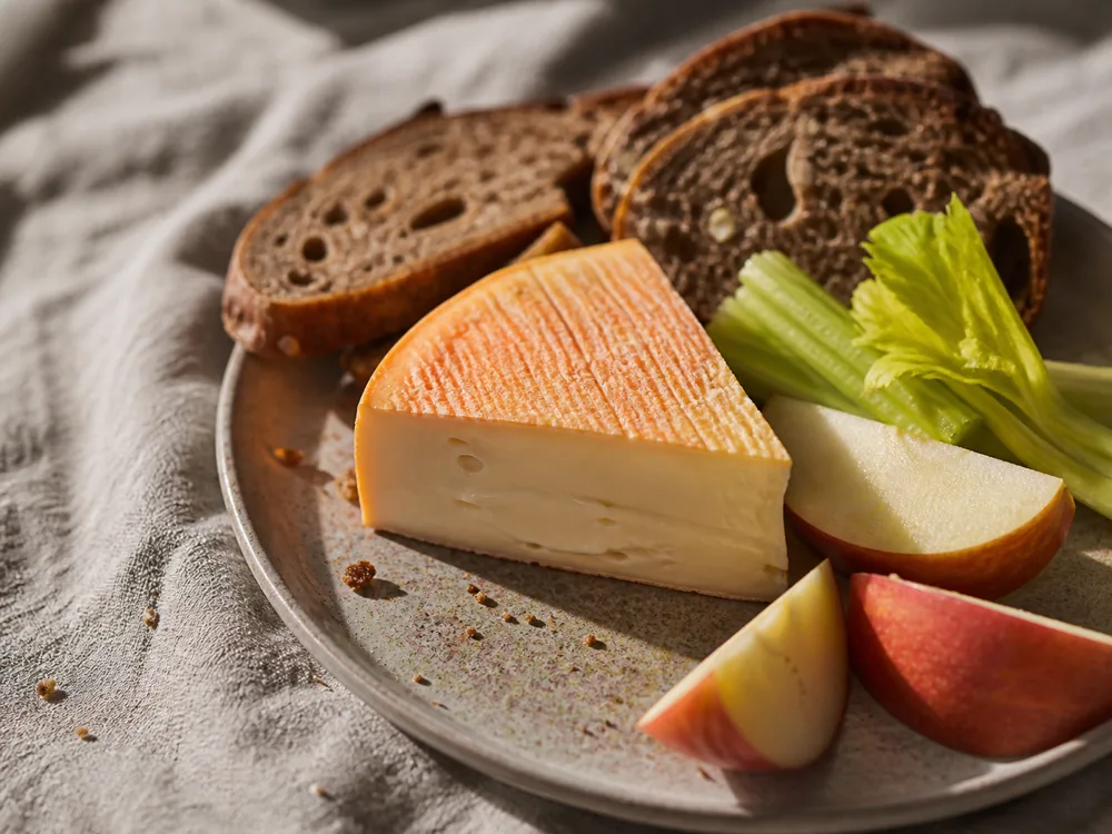 Keltic Gold-style cheese served with apple, rye bread, and celery - Keltic Gold | KnowTheCheese