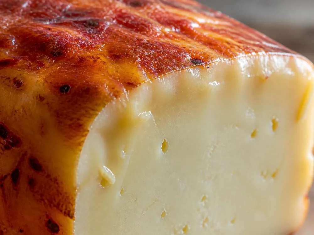 Sticky red rind with a creamy ripening edge on Kernhem cheese - Kernhem | KnowTheCheese