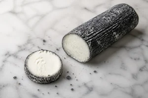 Ash-coated goat cheese log with bright white paste - Kidderton Ash | KnowTheCheese