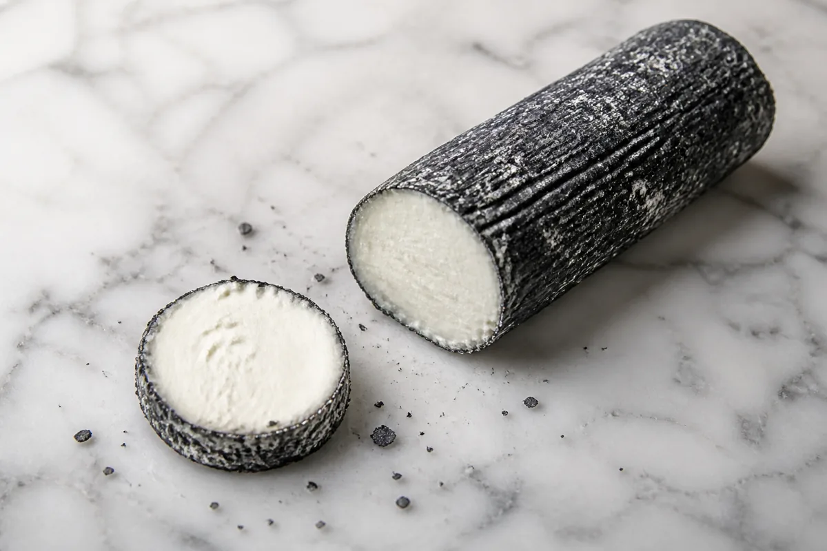 Ash-coated goat cheese log with bright white paste - Kidderton Ash | KnowTheCheese
