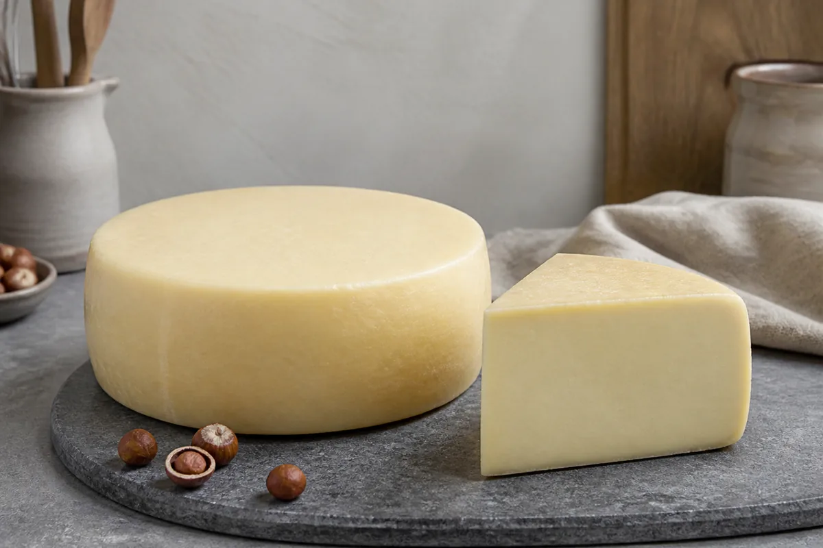 Pale Lamb Chopper sheep milk cheese wheel and wedge - Lamb Chopper | KnowTheCheese