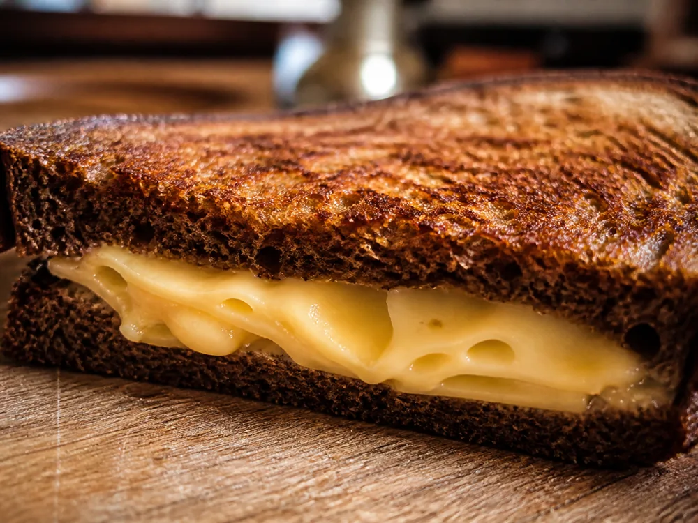 Leerdammer melting inside a rye bread toastie - Leerdammer | KnowTheCheese