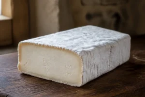 Brick-shaped Leonora goat cheese with white rind and ivory center - Leonora | KnowTheCheese