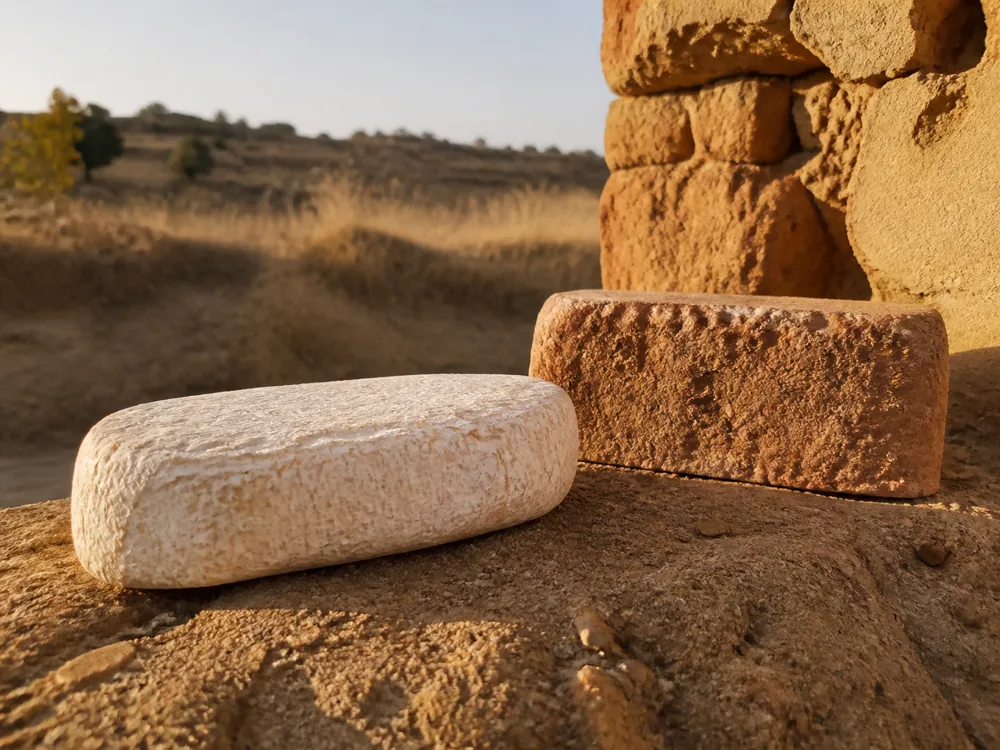 Leonora cheese beside the adobe brick that inspired its form - Leonora | KnowTheCheese
