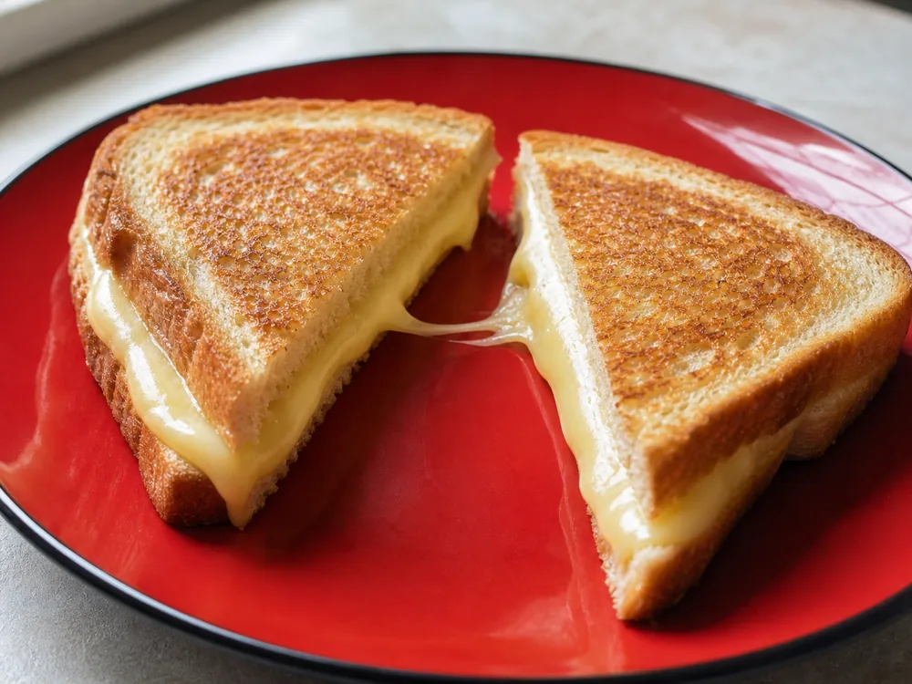 Maasdam toastie showing a broad smooth melt and short soft pull - Maasdam | KnowTheCheese