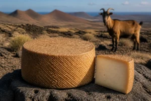 Majorero wheel and wedge in the Fuerteventura landscape - Majorero | KnowTheCheese