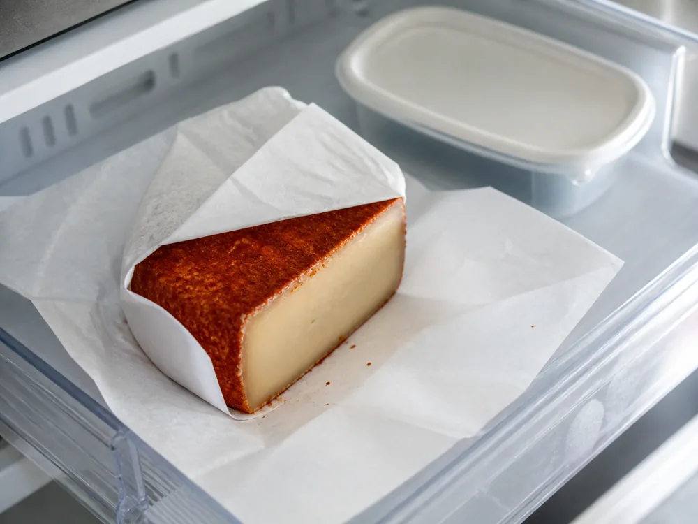 Majorero wedge wrapped to separate the coated rind from the cut face - Majorero | KnowTheCheese