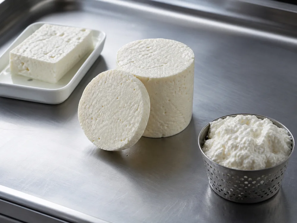 Feta, Manouri, and ricotta showing different fresh-cheese structures - Manouri | KnowTheCheese