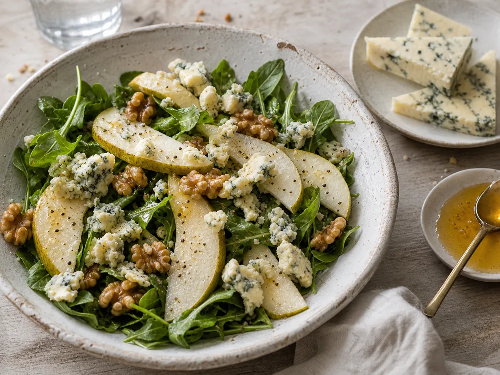 Aged blue cheese crumbled over pear walnut salad - Milawa Aged Blue | KnowTheCheese