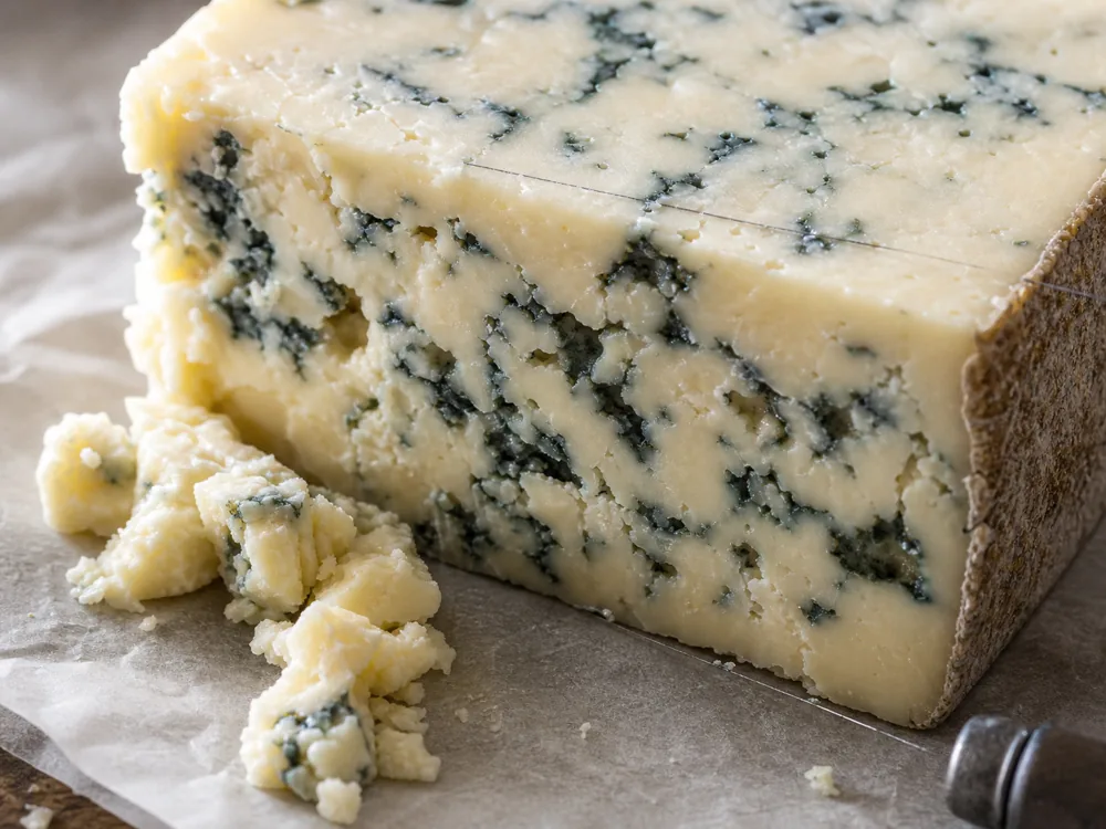 Aged blue cheese cut face with creamy paste and blue veins - Milawa Aged Blue | KnowTheCheese