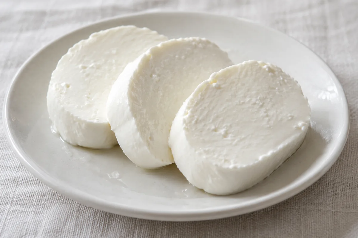 Thick slices of soft white fresh cheese on a plain plate - Minas cheese | KnowTheCheese