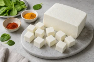 Paneer block and cubes with spices - Paneer Cheese | KnowTheCheese