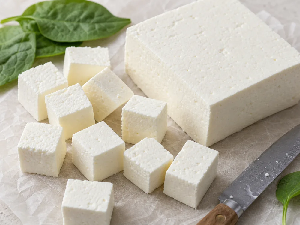 Fresh paneer block cut into cubes - Paneer Cheese | KnowTheCheese