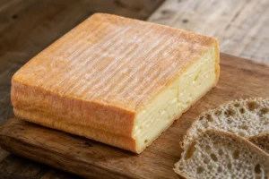 Square Pont-l'Eveque with golden-orange washed rind - Pont-l'Eveque cheese | KnowTheCheese
