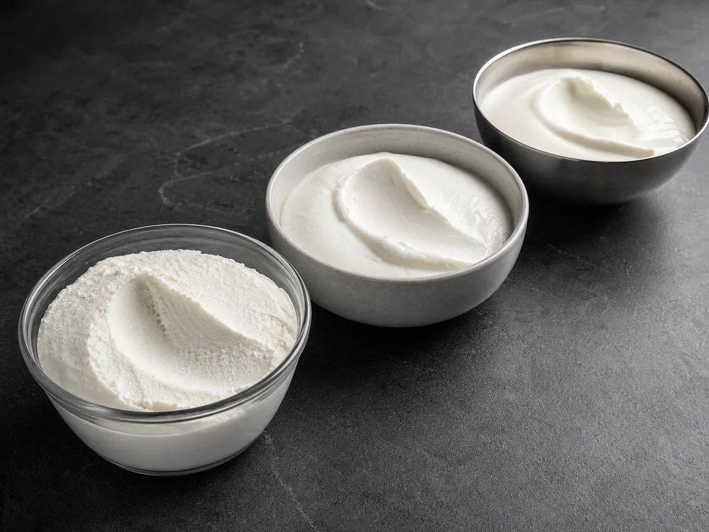 Lean, 20 percent, and 40 percent fat-in-dry-matter quark compared by texture - Quark | KnowTheCheese
